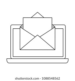 laptop computer with envelope mail