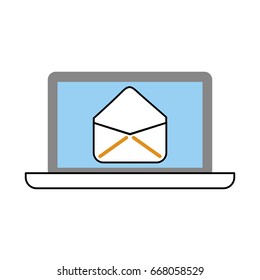 laptop computer with envelope mail