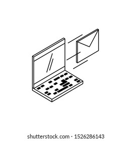 laptop computer with envelope mail vector illustration design