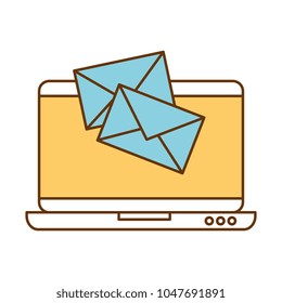 laptop computer with envelopes