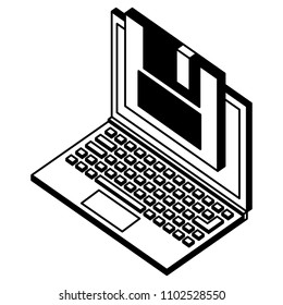 laptop computer with floppy isometric