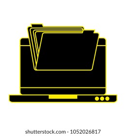laptop computer with folder