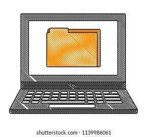 laptop computer with folder isolated icon