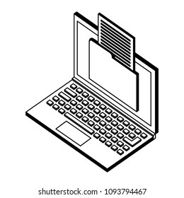 laptop computer with folder isometric icon