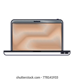 laptop computer front view in colored crayon silhouette