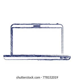 laptop computer front view in dark blue blurred silhouette