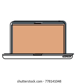 laptop computer front view in watercolor silhouette