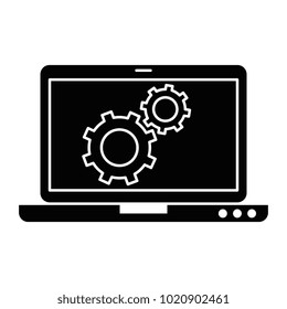 laptop computer with gears
