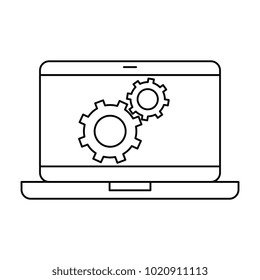 laptop computer with gears