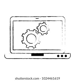 laptop computer with gears