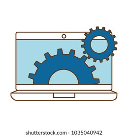 laptop computer with gears