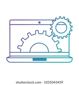 laptop computer with gears