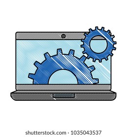 laptop computer with gears