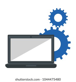laptop computer with gears
