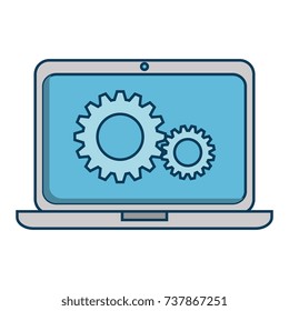laptop computer with gears
