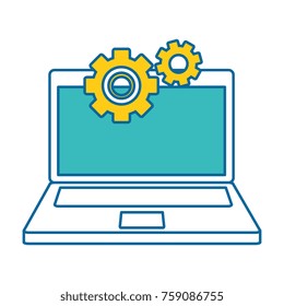 laptop computer with gears