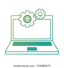 laptop computer with gears