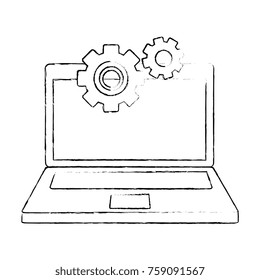 laptop computer with gears