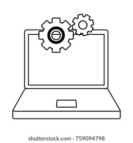 laptop computer with gears