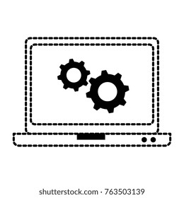 laptop computer with gears