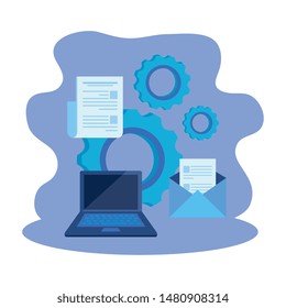 laptop computer with gears settings