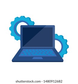 laptop computer with gears settings
