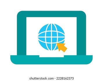 Laptop-Computer mit globalem Hintergrund