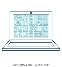 laptop computer with gps application vector illustration design