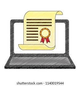 laptop computer with graduation certificate