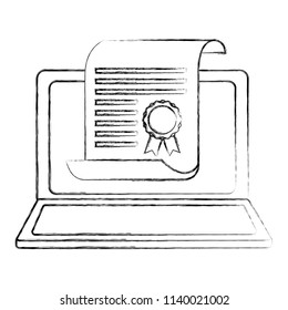 laptop computer with graduation certificate