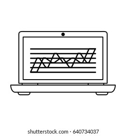 laptop computer with graph chart on screen icon image 