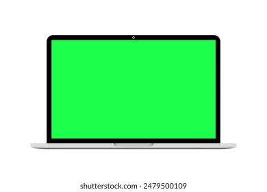 Laptop computer green screen icon. Notebook display mockup illustration