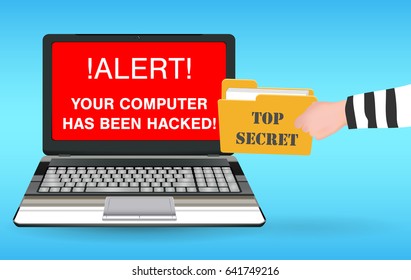 Laptop Computer Hacked And Stolen  Data By Hacker