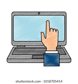 laptop computer with hand user