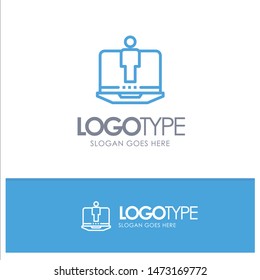 Laptop, Computer, Hardware, Service Blue Outline Logo Place for Tagline