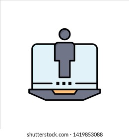 Laptop, Computer, Hardware, Service  Flat Color Icon. Vector icon banner Template