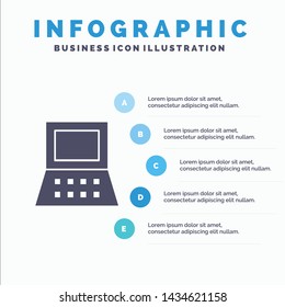 Laptop, Computer, Hardware Solid Icon Infographics 5 Steps Presentation Background