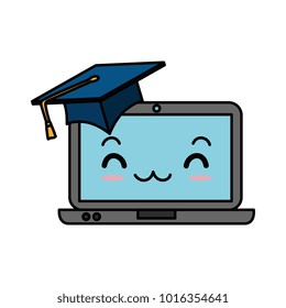 laptop computer with hat graduation