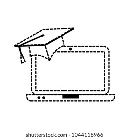 laptop computer with hat graduation