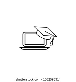 laptop computer with hat graduation vector illustration.Premium quality graphic design. Signs, symbols collection icon for websites, web design