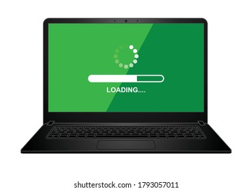 The laptop computer have message loading