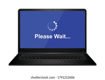 Laptop Computer Have Message Please Wait Stock Vector (Royalty Free ...