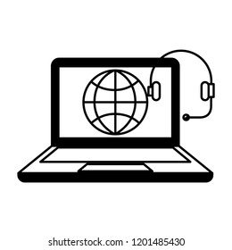 laptop computer headset world isolated image