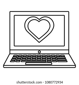 laptop computer with heart