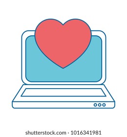 laptop computer with heart cardio