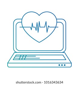 laptop computer with heart cardio