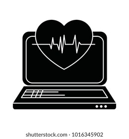 laptop computer with heart cardio