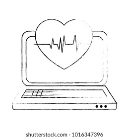 laptop computer with heart cardio