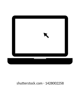 laptop computer icon with arrow cursor pointing on white screen. vector illustartion