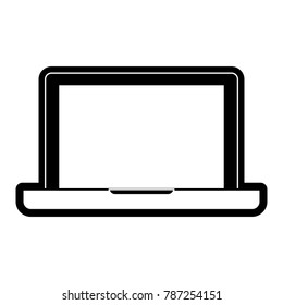laptop computer icon in black silhouette with thick contour